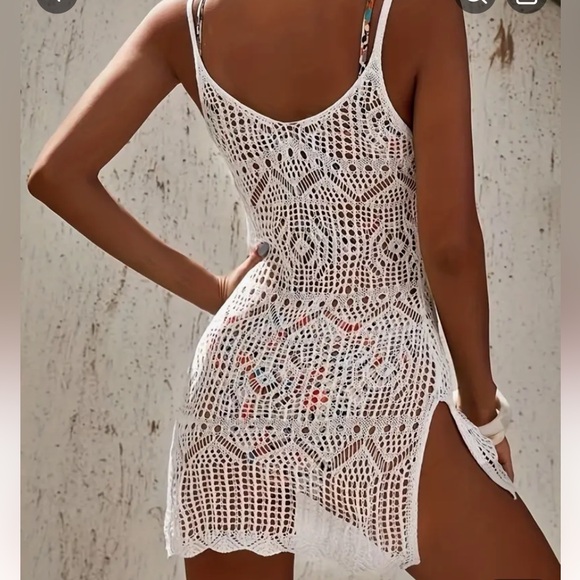 ** Bohemian Fishnet Patchwork Bikini Cover Up Dress - Picture 2 of 2